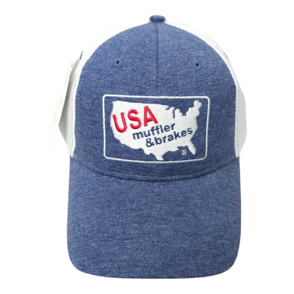 USA Muffler Brakes Embroidered Cotton Jersey Mesh Strapback Cap Trucker Baseball